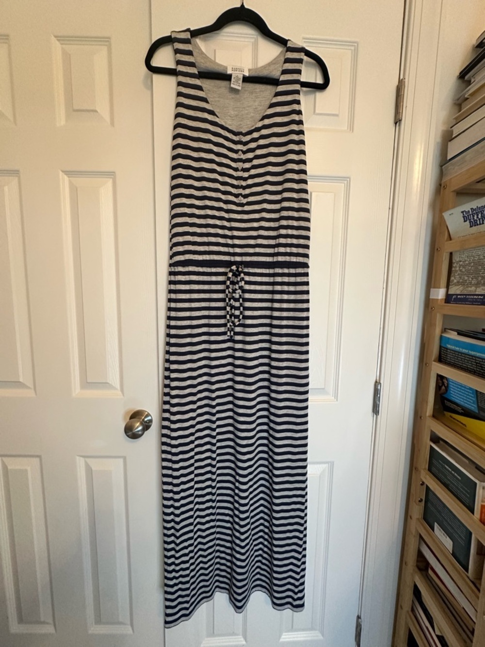 Barneys New York Gray and Navy Striped Maxi Tank Dress, size M, pre loved